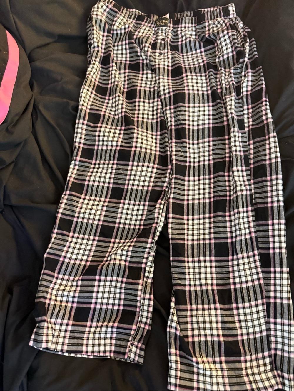 Women’s Plaid Pajama Pants - Black & Pink